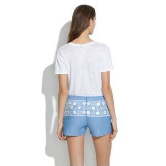 Madewell Chambray Sunstitch Shorts Blue 2 - Picture 10 of 10